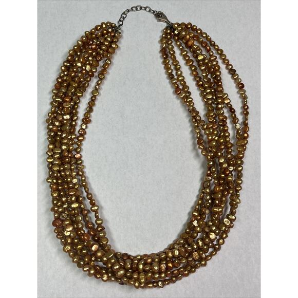 vintage silpada sterling silver 925 necklace Amber Tone Fresh Water Pearls